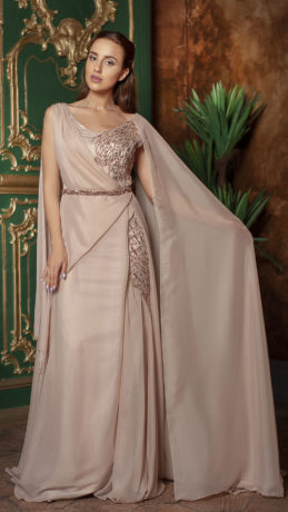 Chiffon cape-effect party dress