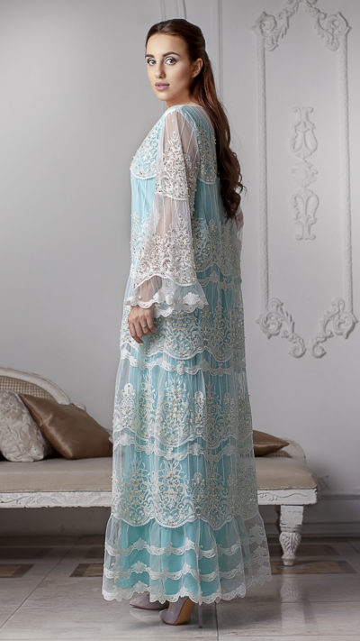 dantel beaded dress with pearls ramadan collection