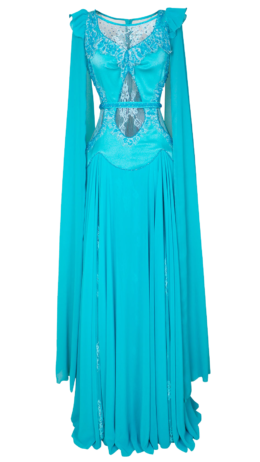 chiffon and lace dress with hand beaded belt