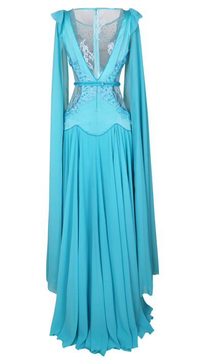 chiffon and lace evening gown