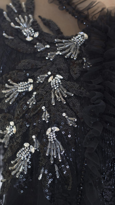 embellishment on tulle wedding abaya