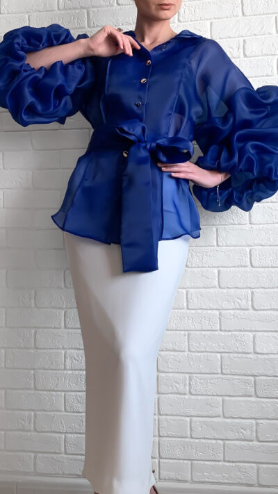 organza blouse royal blue colour