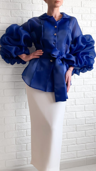 organza blouse royal blue colour