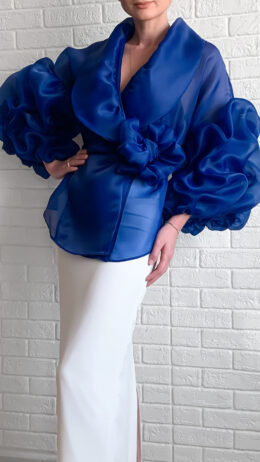 organza blouse royal blue colour