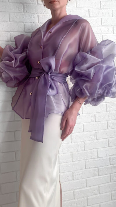 organza blouse light purple colour